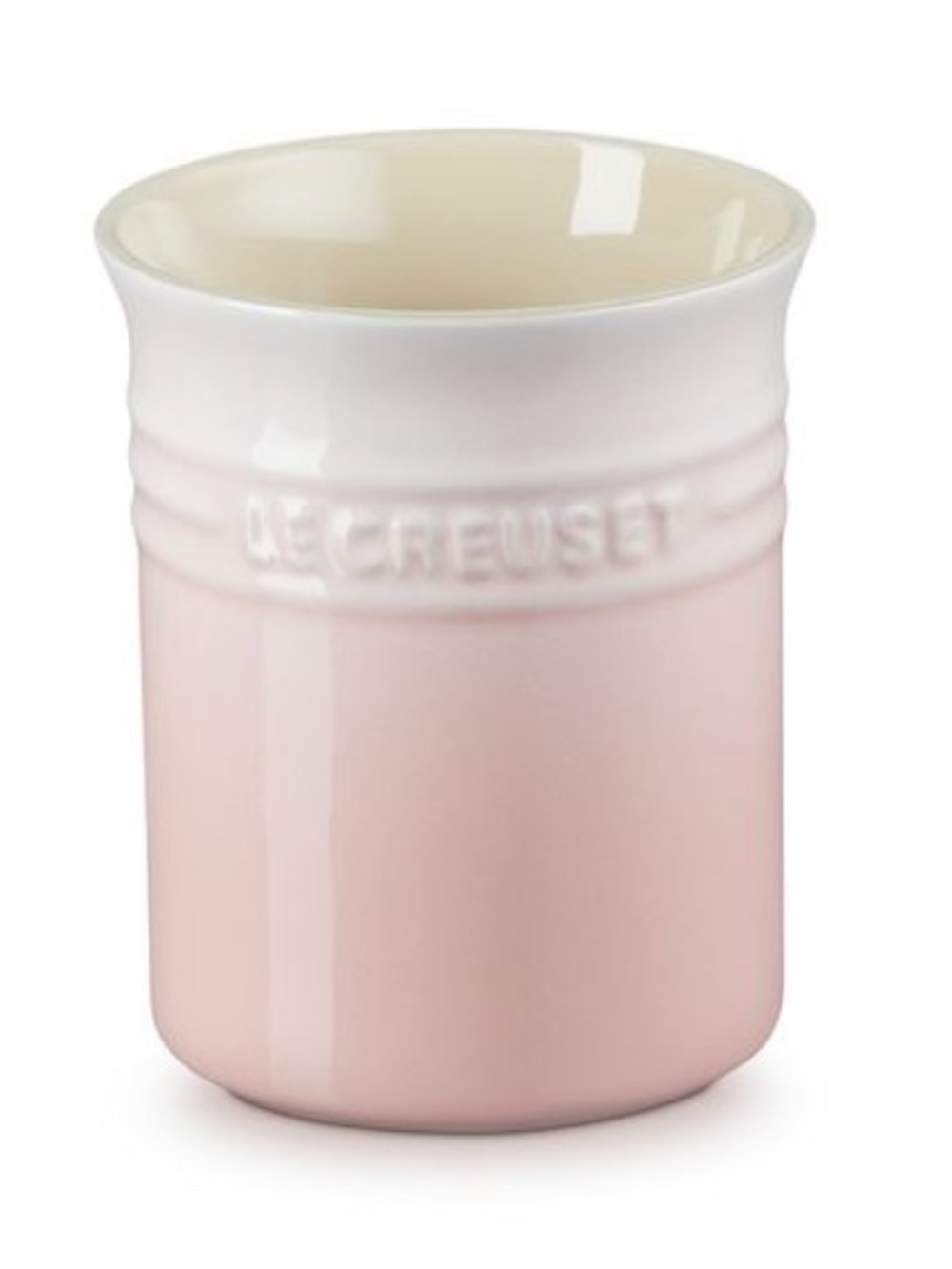 Le Creuset Stoneware 1 Liter Utensil Crock Holder Shell Pink NEW